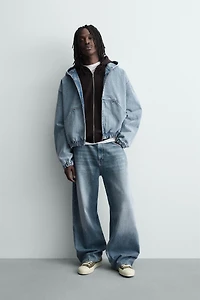BLOUSON DÉLAVÉ À CAPUCHE
