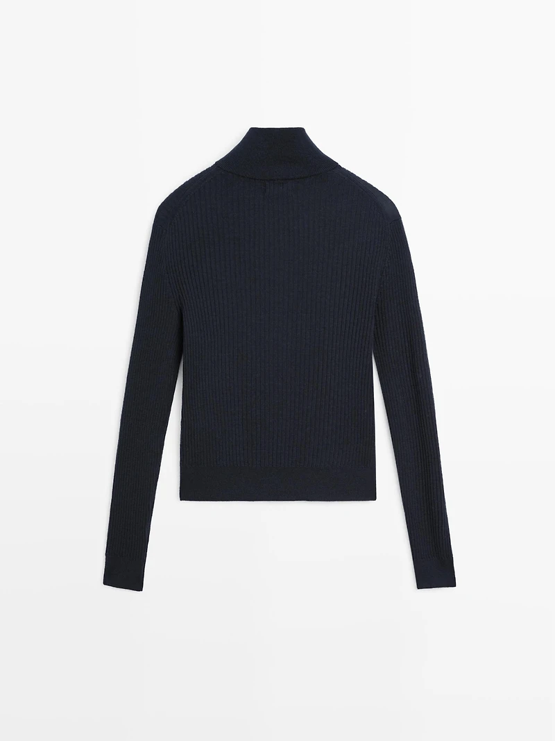 Cardigan à fermeture Éclair 100 % laine