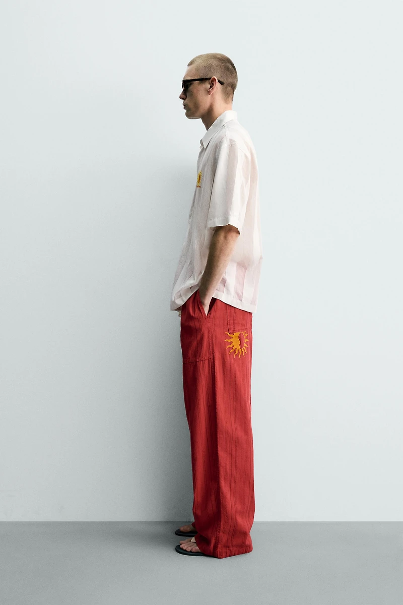CHEMISE EN JACQUARD À RAYURES BRODÉES