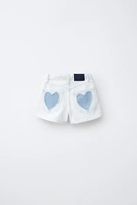 HEART PATCH DENIM SHORTS