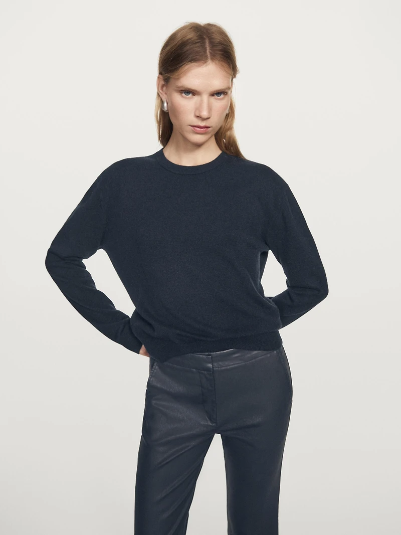 Waxed flare fit trousers