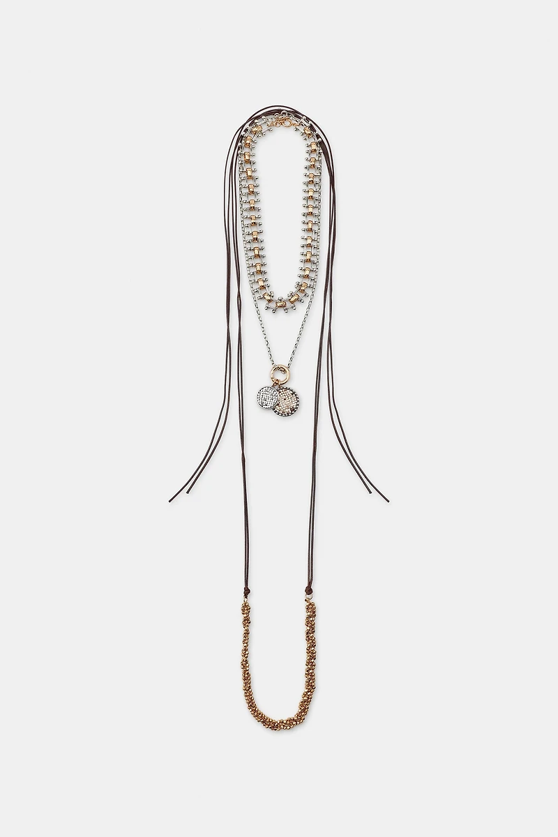 PACK OF 3 CORD AND MEDALLION NECKLACES