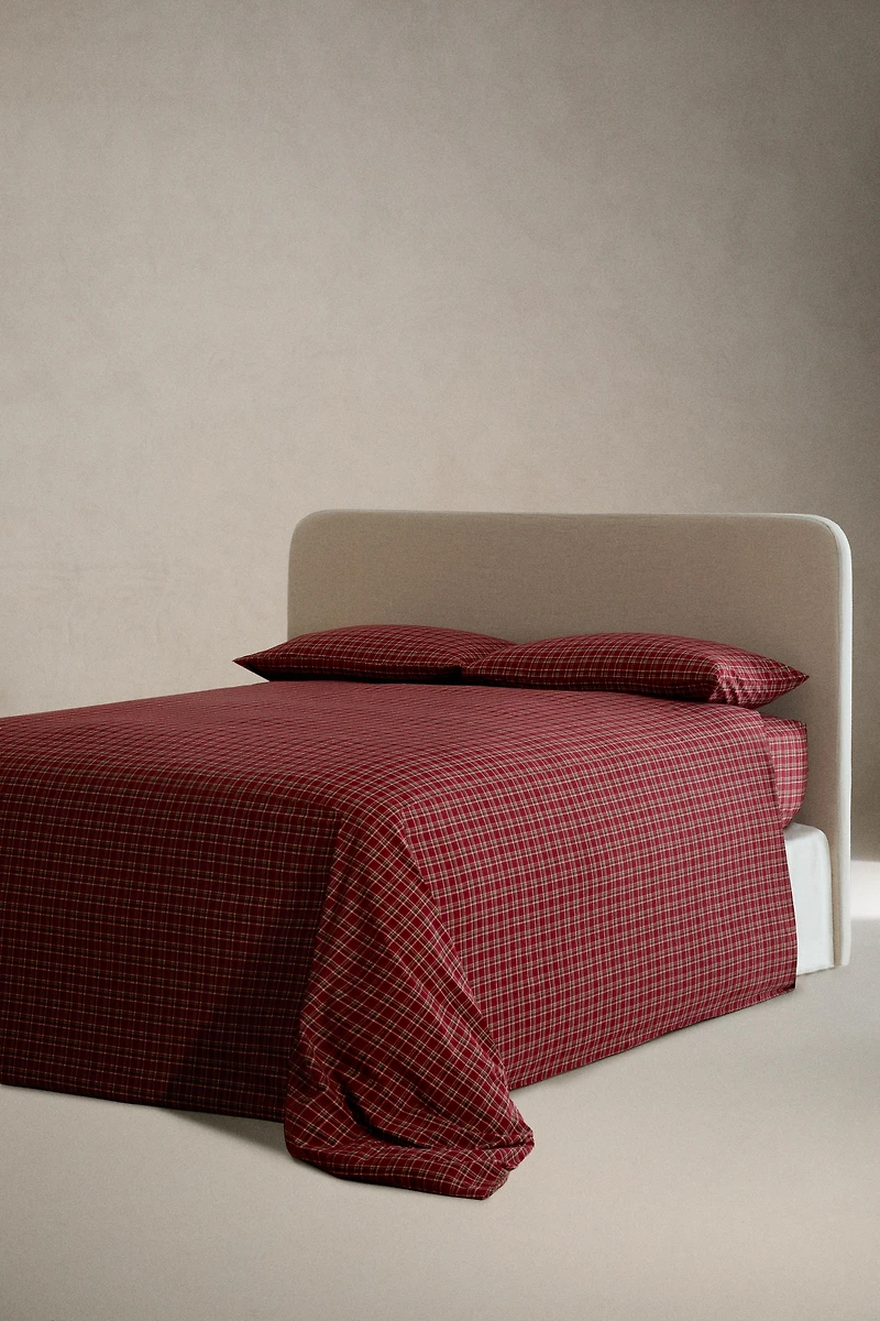 CHRISTMAS RED CHECK FLANNEL DUVET COVER