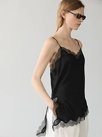 Asymmetric linen blend camisole top
