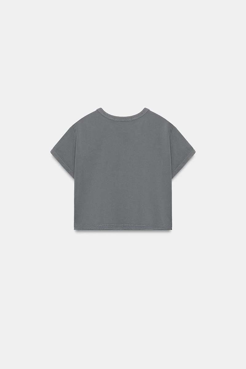 CROPPED WASHED EFFECT T-SHIRT