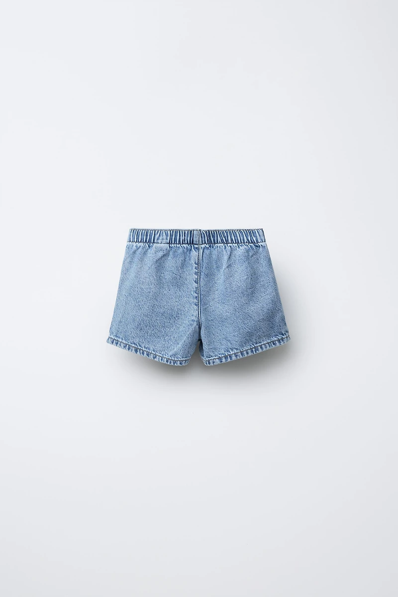 HIGH WAIST DENIM TIE SKORT