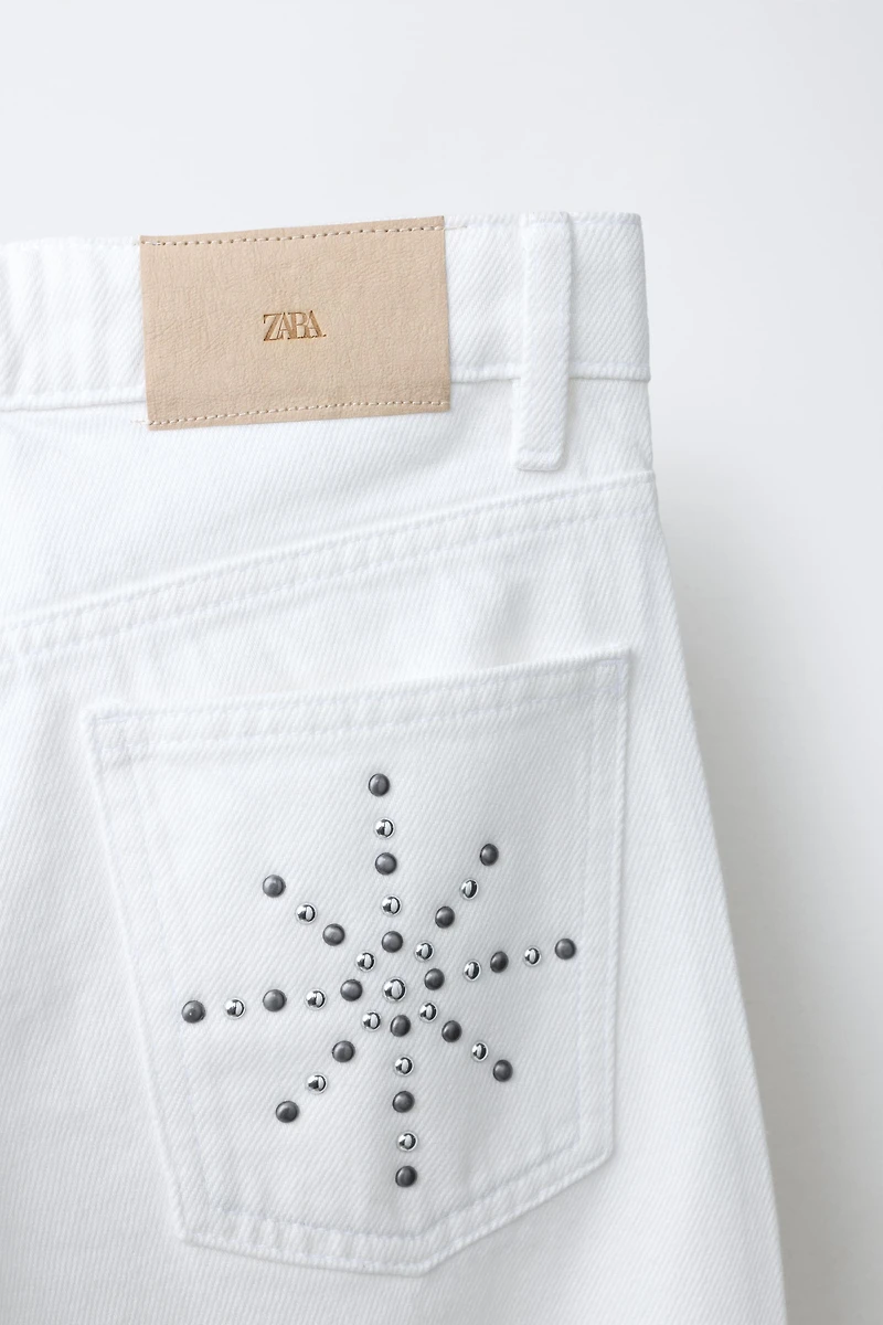 STUDDED WIDE LEG JEANS