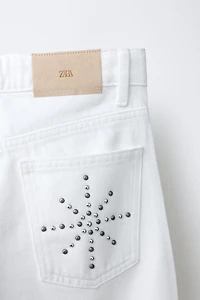 STUDDED WIDE LEG JEANS