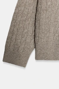 CABLE KNIT POLO SWEATER