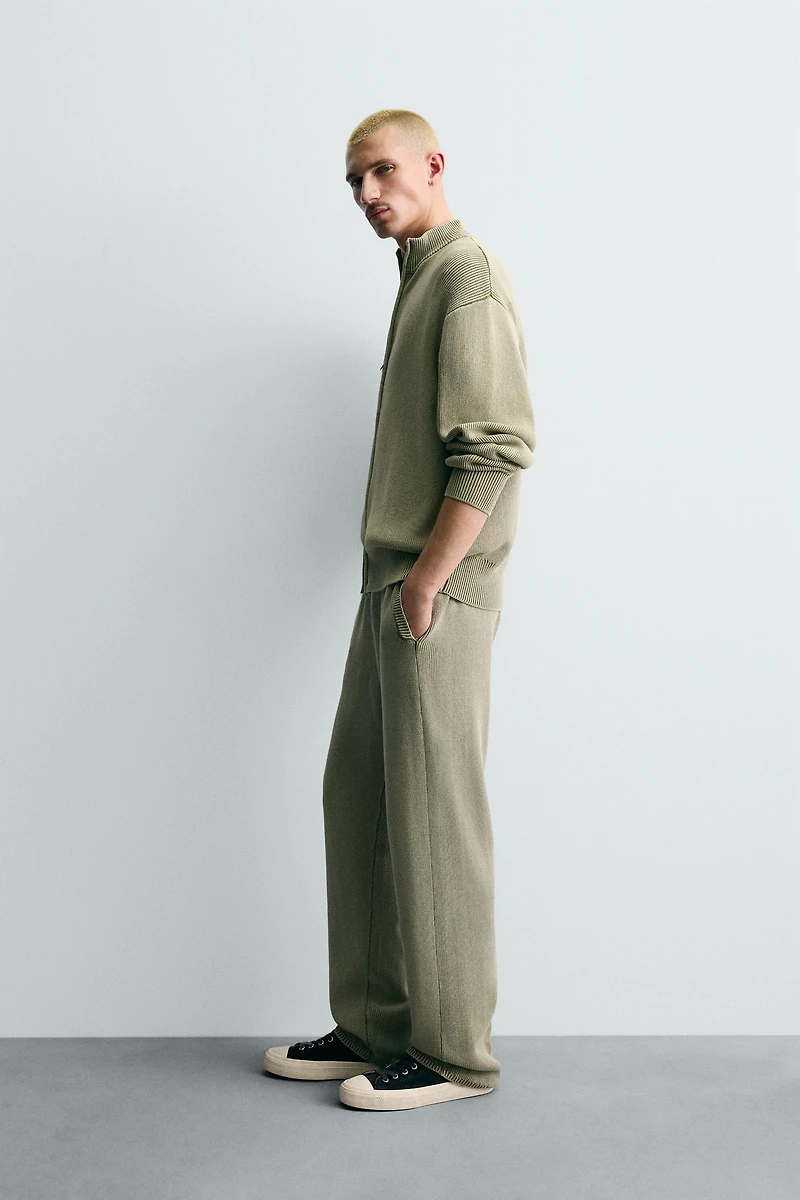 WASHED TEXTURED KNIT CARDIGAN