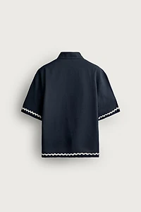 RELAXED FIT FISH EMBROIDERED SHIRT