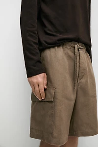 100% linen cargo Bermuda shorts