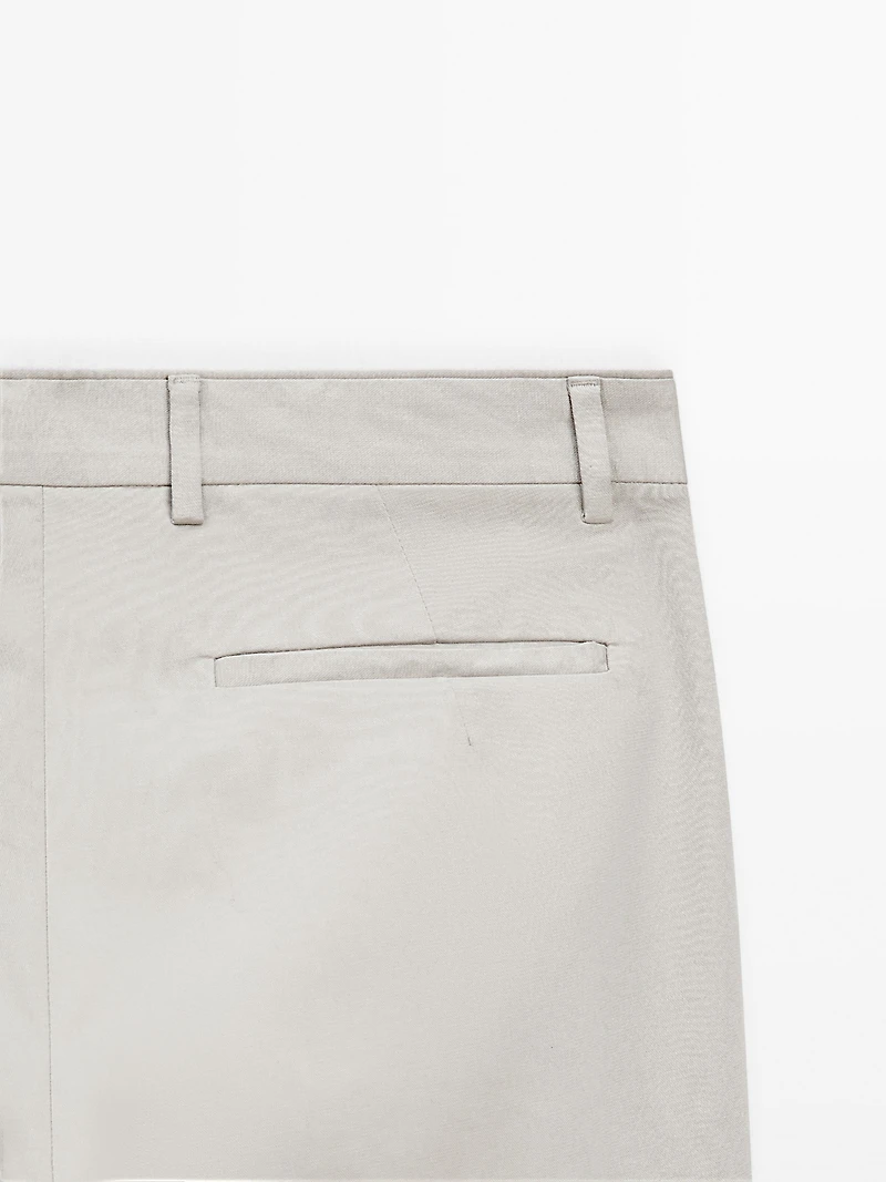 Cotton blend tapered fit trousers