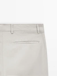 Cotton blend tapered fit trousers