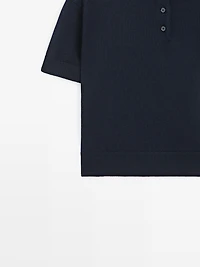 Wool blend knit polo sweater
