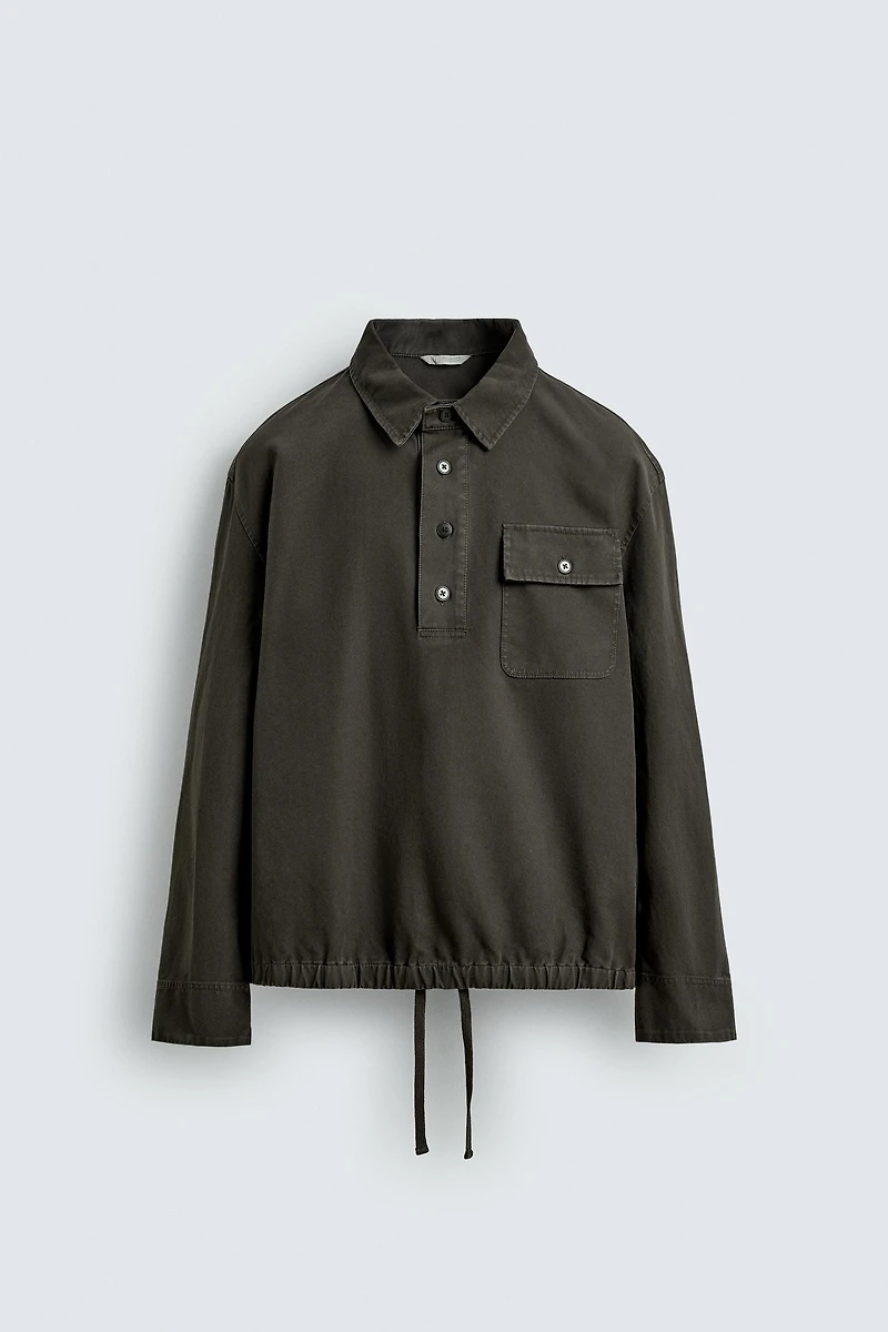 WASHED COTTON POLO OVERSHIRT