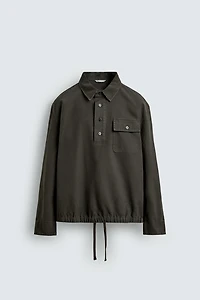 WASHED COTTON POLO OVERSHIRT