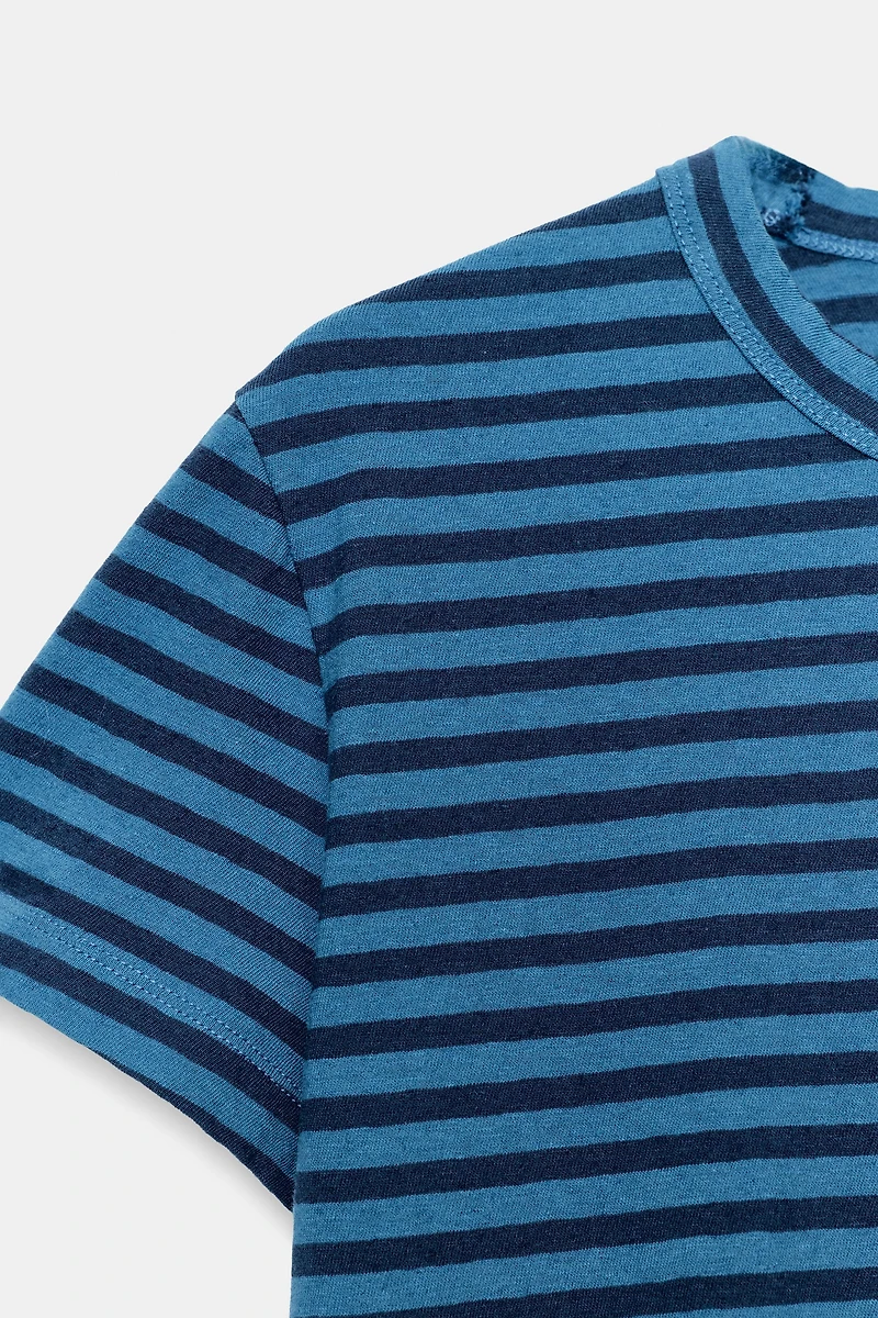 COTTON AND LINEN STRIPED T-SHIRT
