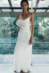 SATIN DRESS WITH BACK NECKLINE