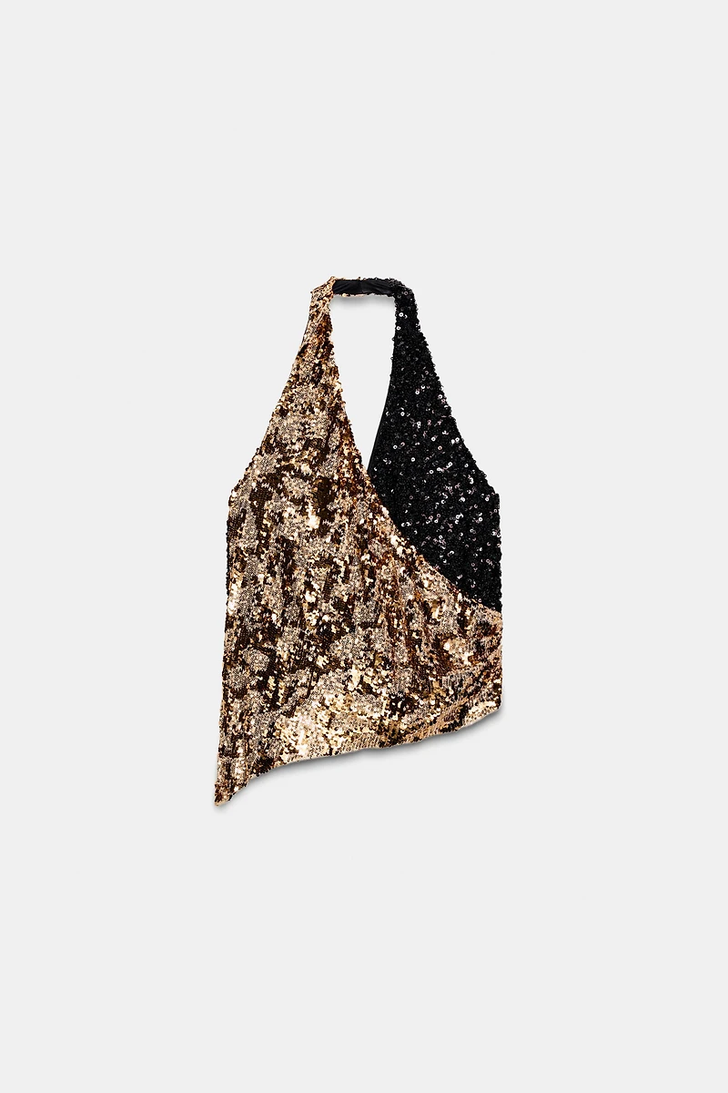 COMBINED SEQUIN HALTER TOP