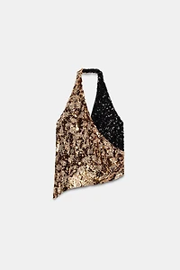 COMBINED SEQUIN HALTER TOP