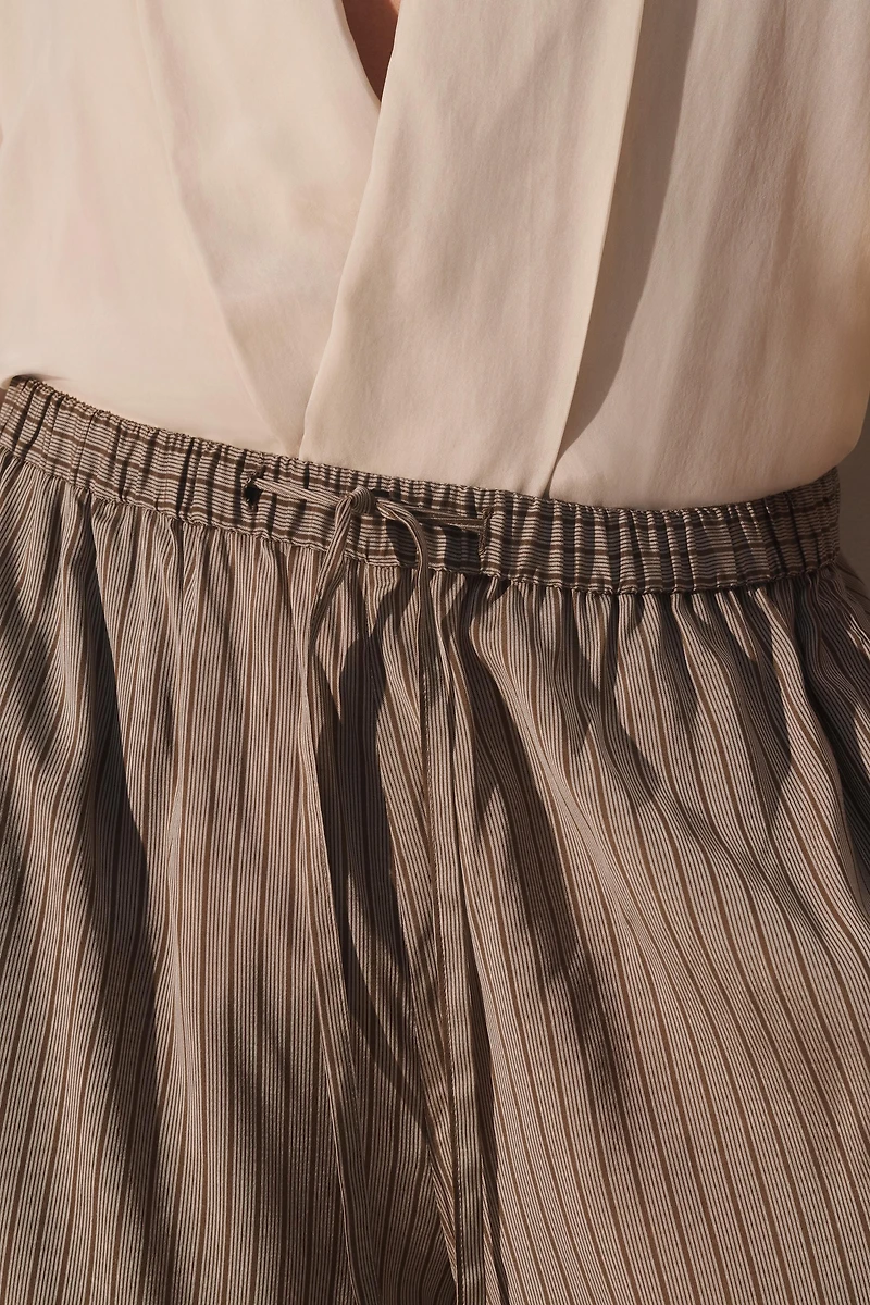 VISCOSE-CUPRO STRIPED BALLOON FIT PANTS