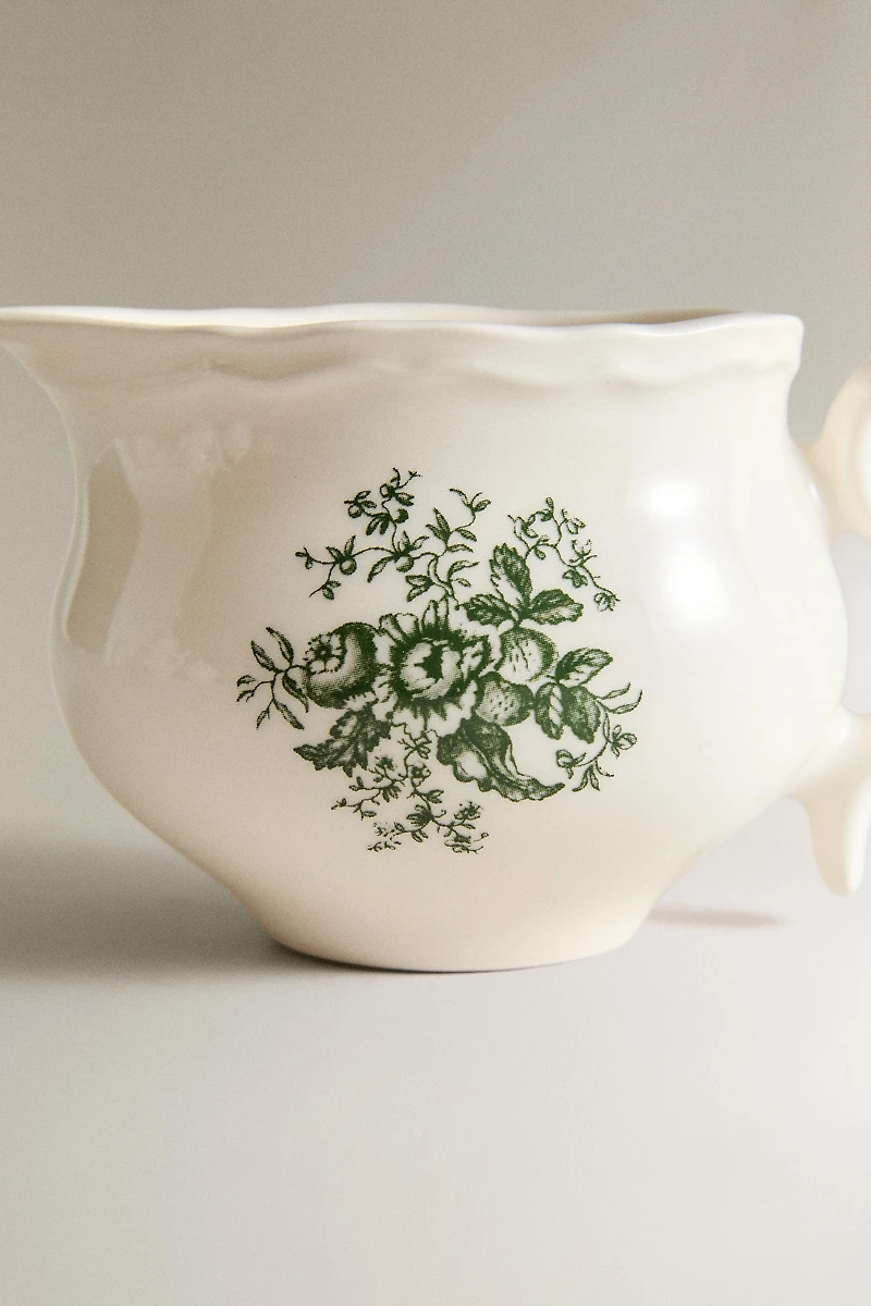 FLORAL EARTHENWARE CREAM PITCHER
