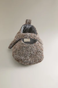 WOOL EFFECT BALLERINA SLIPPERS