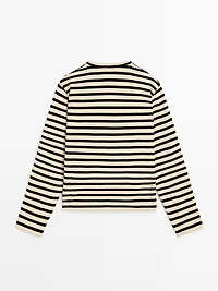 Oversize striped cotton blend T-shirt