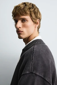BLOUSON BOMBER EN MAILLE DÉLAVÉE