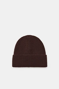 CUFFED RIBBED BEANIE HAT