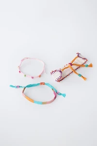 THREE-PACK OF EMBROIDERED AND BEADED BRACELETS