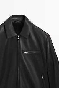 Nappa leather jacket with pocket detail