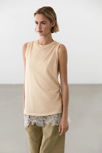 Sleeveless top with lace detail