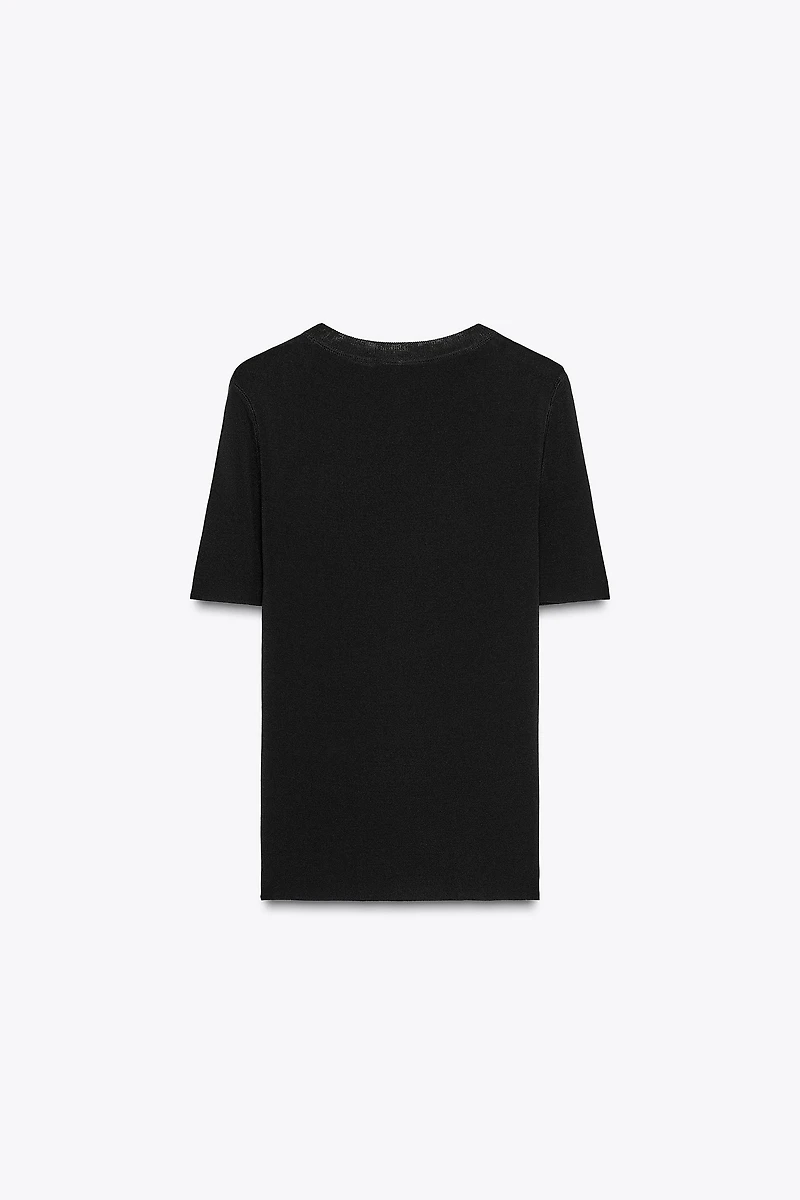 SHORT SLEEVE KNIT TOP