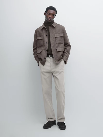 Herringbone wool blend cardigan