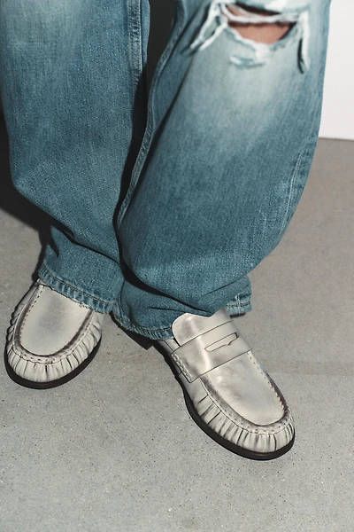 MOCASSINS EN CUIR FRONCÉS