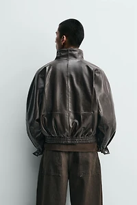 CROPPED FAUX LEATHER JACKET
