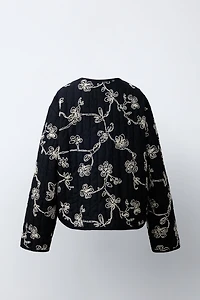 CONTRAST EMBROIDERED QUILTED JACKET