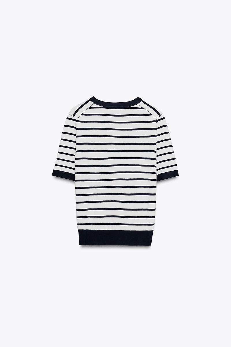 SHORT SLEEVE BASIC KNIT TOP