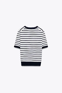 SHORT SLEEVE BASIC KNIT TOP