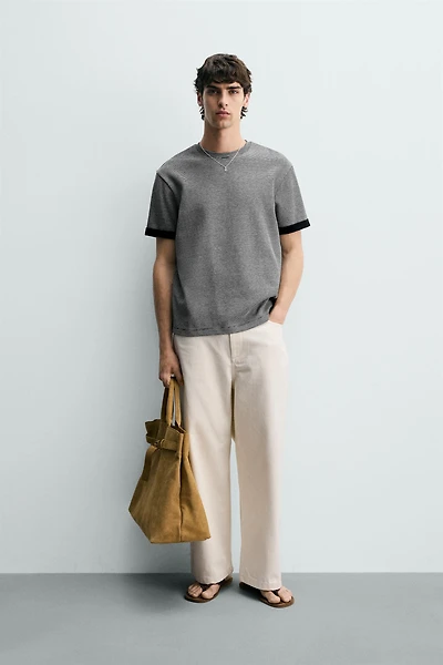 CONTRAST STRIPED JACQUARD T-SHIRT