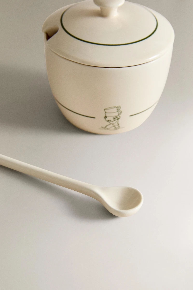 STONEWARE COFFEE SHOP SUGAR BOWL