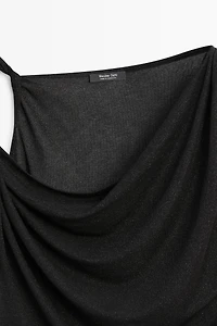 Shimmery draped top with knot detail