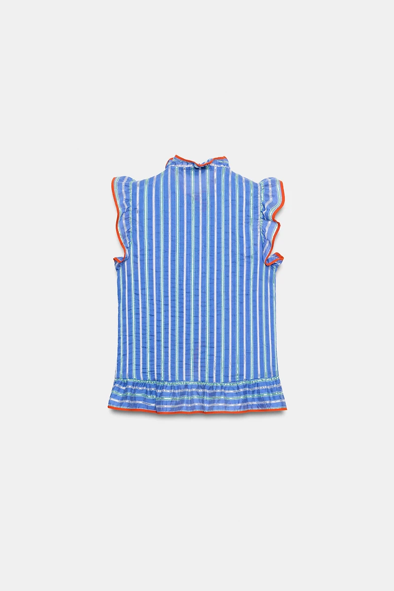 CHEMISE À RAYURES ET VOLANTS