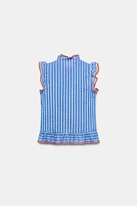 CHEMISE À RAYURES ET VOLANTS