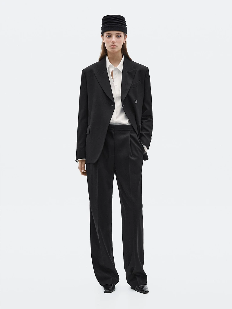 100% wool wide-leg trousers with dart - LIMITED