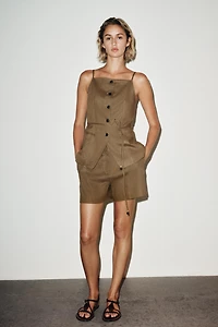 LINEN PLEATED SHORTS