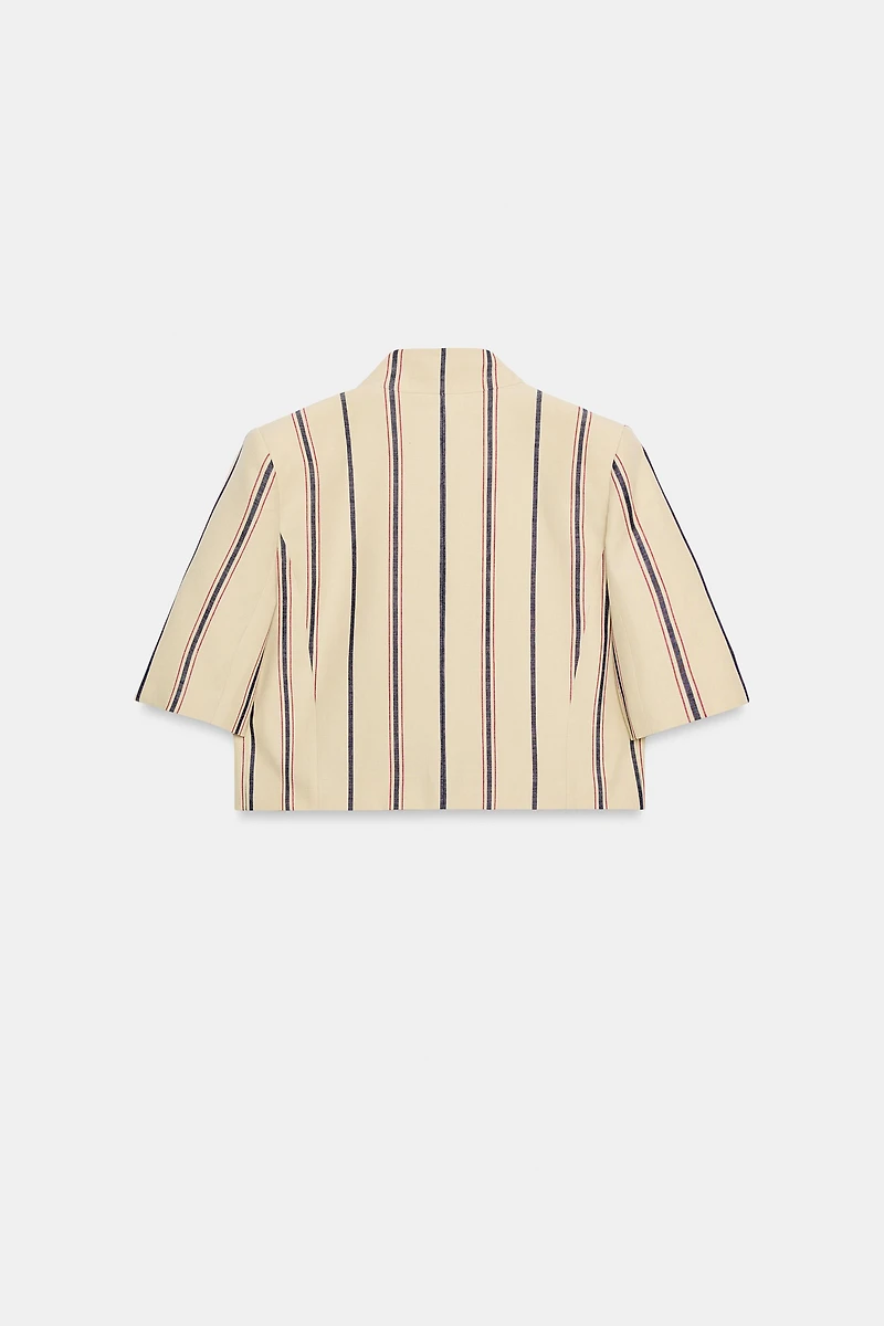 ZW COLLECTION CROPPED STRIPED BLAZER