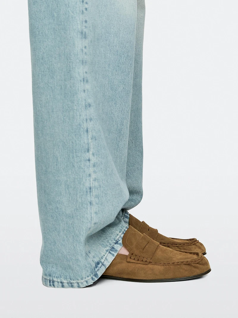Soft split leather loafers